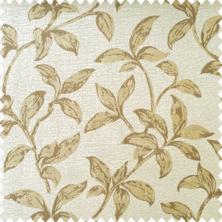 Gold brown and cream color natural floral leaf design with texture finished background polyester main curtain